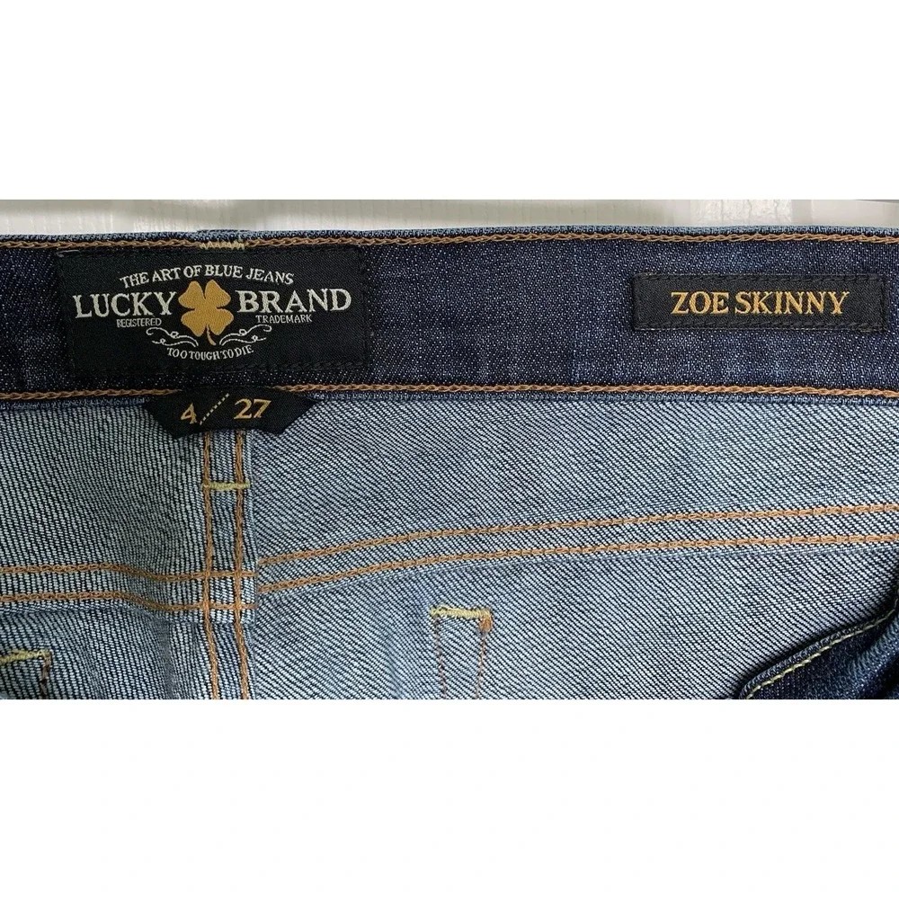 Lucky Brand Zoe Skinny Jeans Women's 4/27 Dark Wash Stretch Premium Denim EUC - Picture 4 of 12